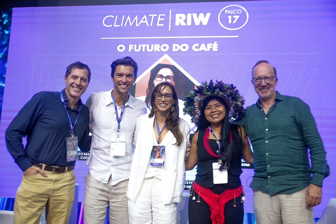 The Future of Coffee panel on stage at Rio Innovation Week